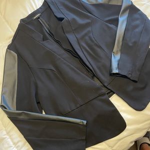 Plus Size Leather Accented Blazer